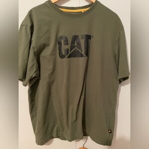 men’s CAT Catrpiar Work wear Tee Shirt Army Green Size XL